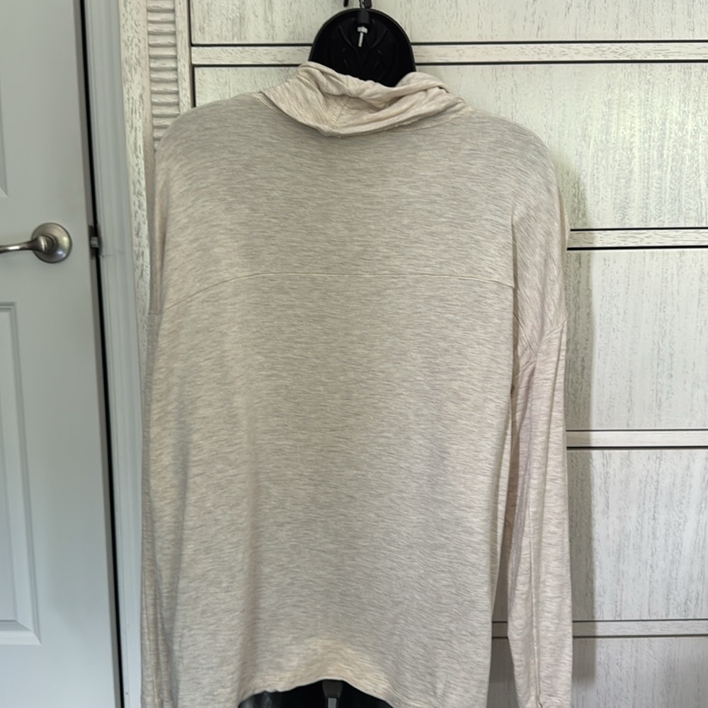 CAbi Cream Cowl Neck Sweater Lightweight Knit